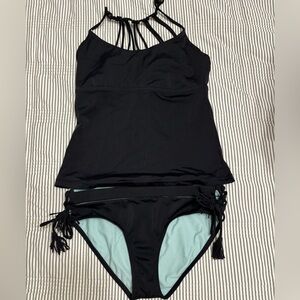 PRANA Merrow Black Tankini Set, Top and matching bottom size S Black‎